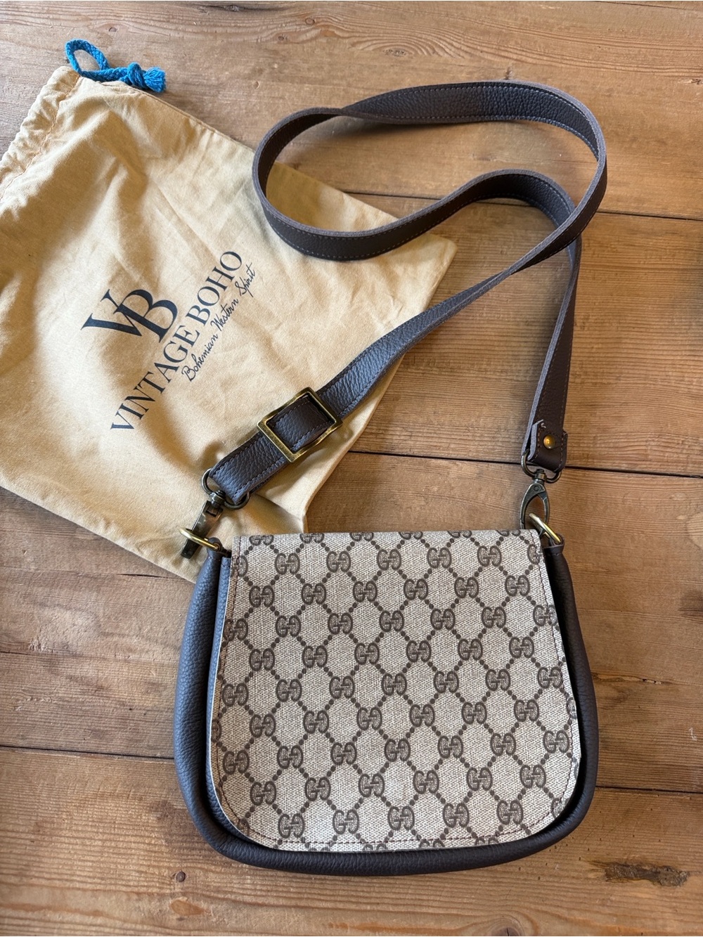 Gucci beige GG Monogram Crossbody Bag   By Vintage Boho Bags NEW The Odyssey
